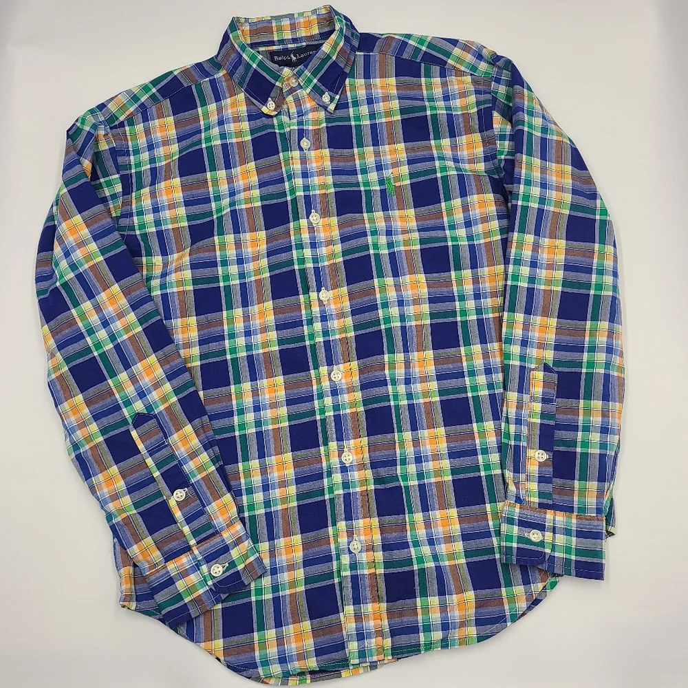 Ralph Lauren boys' plaid button down shirt size M